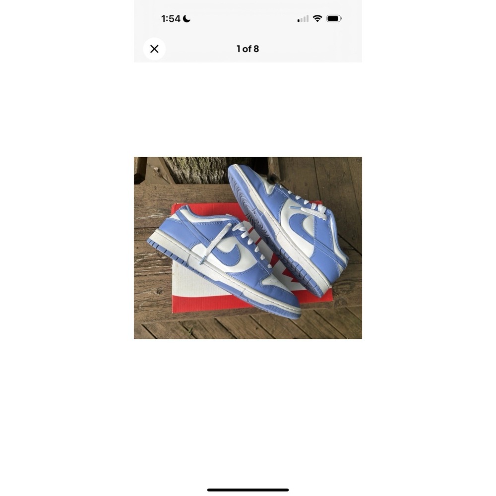 Nike Dunk Low Men 9 Low Top Lace-Up Sneakers White/Polar Blue Leather DV0833-400 - Picture 7 of 10